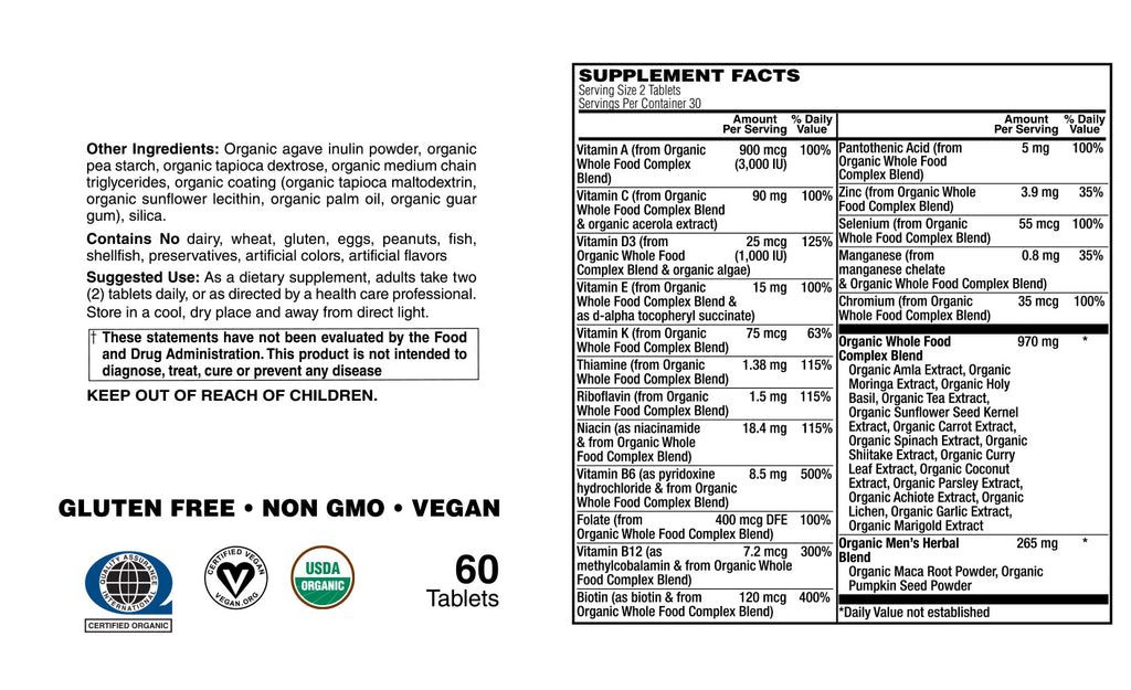 Men's Multi Vitamin - Organic Whole Food
